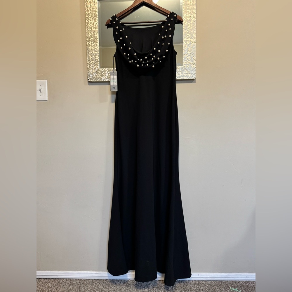Karl Lagerfeld Elegant Black Pearl-Embellished Dress - Picture 2 of 11